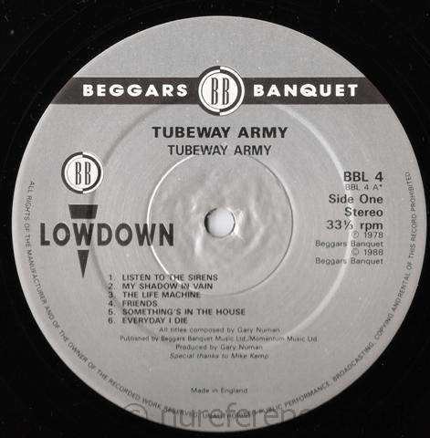 BBL 4 1988 Lowdown Series A Side Label.